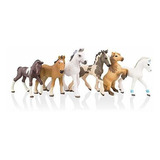 Toymany 6pcs 3-4\  Realistic Plastic Horse Figurines Set, D