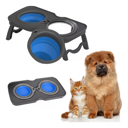 Comedero Para Perros Gatos Mascotas Elevado Platón Plegable