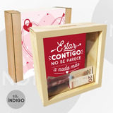 Alcancía Madera Pareja Contigo + Empaque Personalizado