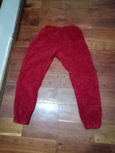 Pantalón Largo Peludo T S Jogging Pijama Detalle Rojo