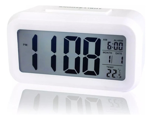 Relógio Digital Despertador Mesa Cabeceira Quarto Idoso Cor Branco