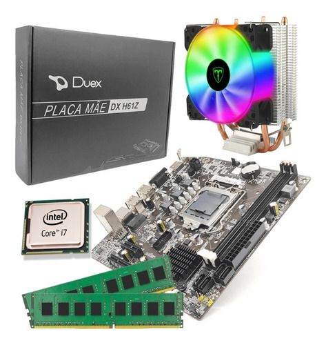 Kit Processador I7 2600k 2.4ghz + Placa Mãe H61z Duex + 16gb