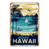 Cartel De Chapa Estilo Retro Aloha Hawaii Bar Room L Si...