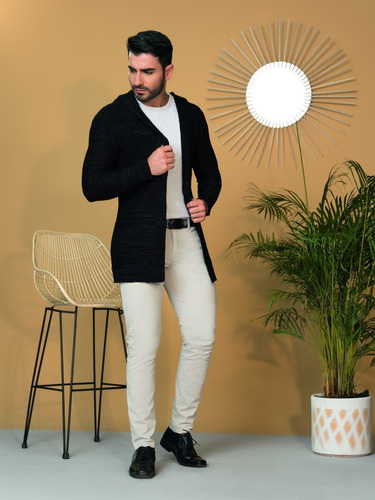 Cardigan Para Hombre Moderno, Saco Largo De Moda Caballero