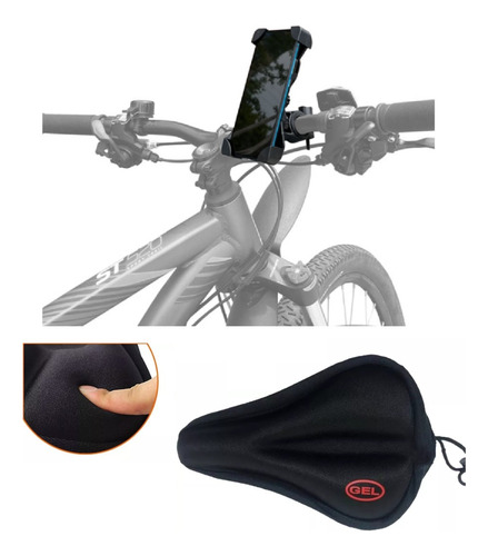 Funda Gel Cubre Asiento Bicicleta + Porta Celular Moto Gps