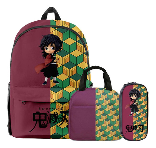 Juego De Mochila Escolar Para Adolescentes Demon Slayer De 3