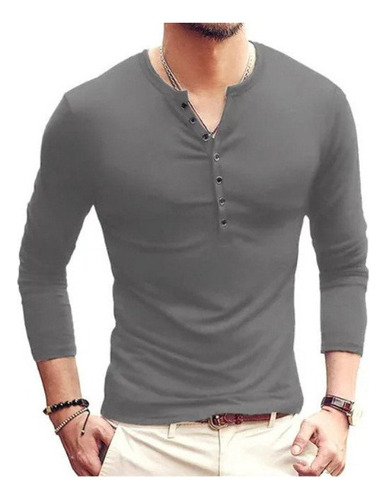 Hombre Para Cuello En V Camisa Playera De Manga Larga