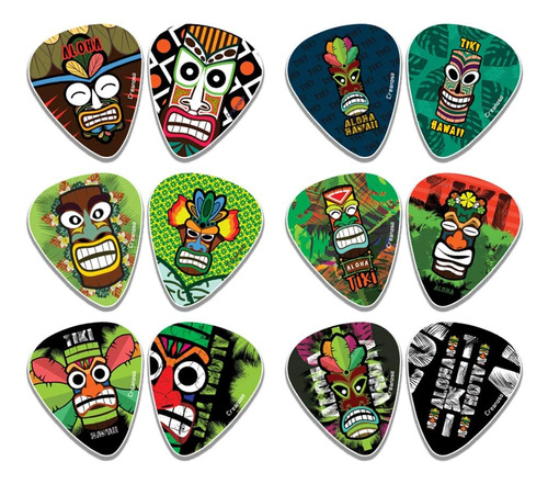 Aloha Tiki Art Guitar Picks (paquete De 12) - Regalos De Mús