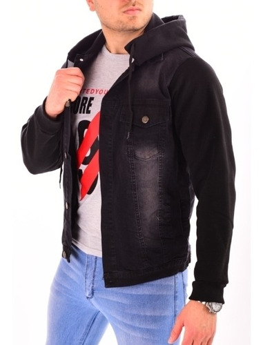 Campera De Jean Negra Hombre