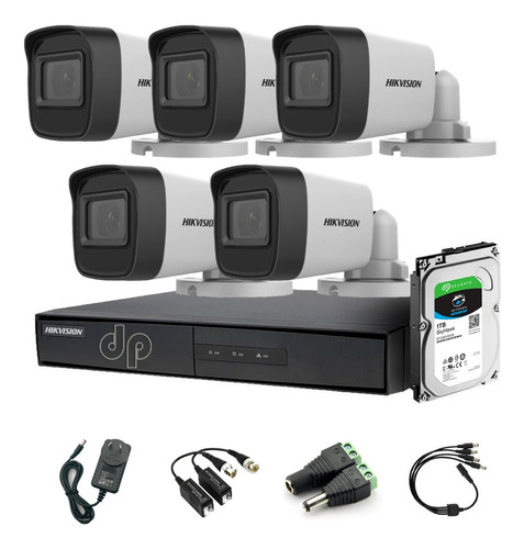 Kit Hikvision Dvr 8ch + Disco 1tb + 5 Camaras Full Hd