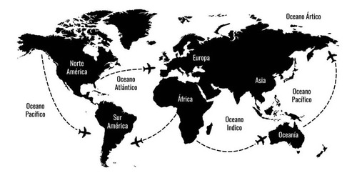 Vinilo Decorativo Adhesivo Mapa Del Mundo 150x73 Cm