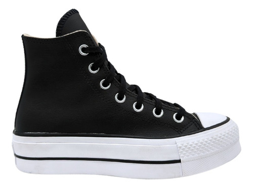 Converse Plataforma All Star Chuck Taylor Bota Negro Piel