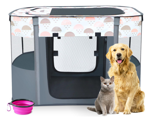 Supawsally Corralito Portatil Plegable Para Mascotas Con Fun