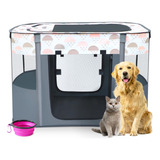 Supawsally Corralito Portatil Plegable Para Mascotas Con Fun