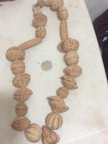 Raro Collar Barro México Antiguo Genuino Tipo Prehispánico