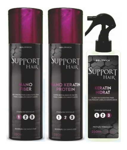 Kit Support Hair Restauração Intensiva Kaedo Obliphica 3prod