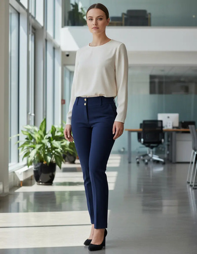 Pantalón De Vestir Dama Cintura Recto Casual Mod 4 Bolsas | Envío gratis