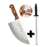 Hacha Grande Cocina Hachuela Cuchillo Chef + Chaira Profesio