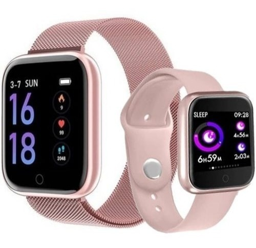 Relógio Smartwatch Feminino T80s Com 2 Pulseiras + Película