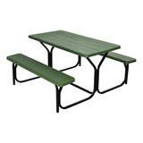 Mesa De Picnic Hdpe Con Banco Y Base Metálica Verde Gpl