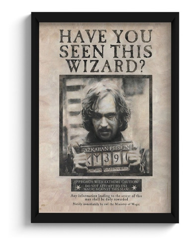 Quadro Cartaz Sirius Black Harry Potter C/ Moldura Vidro A4
