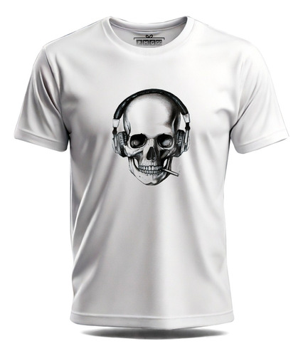 Camiseta Camisa Caveira Skull Fone De Ouvido Headphone Swag