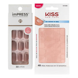 Unhas Postiças Autocolantes Summer Nud + Aba Adesiva Kiss Ny