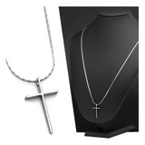 Corrente Crucifixo Masculino Cruz J-1178 Aço Inox Prata