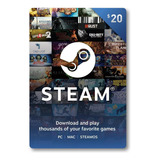 Tarjeta De Regalo Steam 20 Usd Para Eeuu