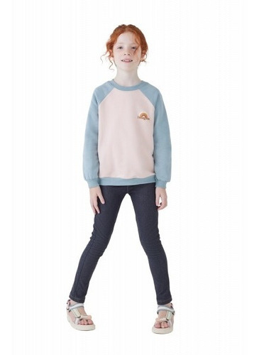 Conjunto Moletom Infantil Blusa Raglan E Legging Jeans