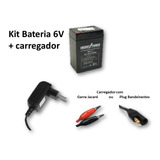 Kit Bat. 6v 4ah + Carregador - Moto Elétrica Bandeirantes