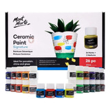 Set De 26 Pinturas Para Cerámica Y Porcelana 20ml Mont Marte