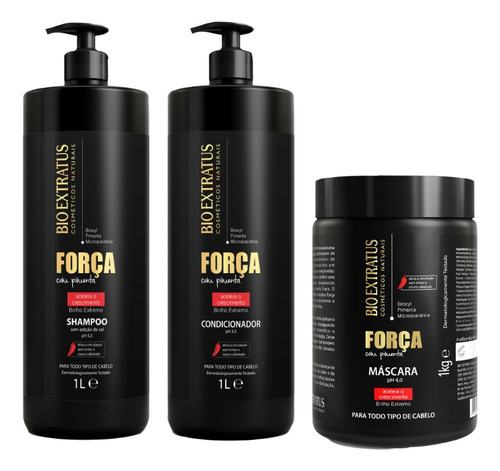 Kit Força Com Pimenta 3 Produtos Bio Extratus - 1l