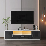 Mueble Tv Compatible Con Led Y Para Salas Dormitorios, Negro