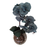 Arranjo De Orquídea Azul Realistico  Em Vaso De Vidro M