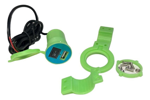 Cargador Usb Para Moto Con Interruptor Verde