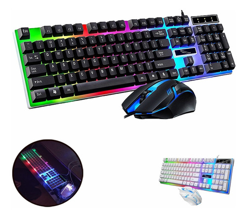 Kit Teclado Mouse Gamer Luz Rgb Iluminado Led Usb Alambrico