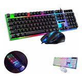 Kit Teclado Mouse Gamer Luz Rgb Iluminado Led Usb Alambrico