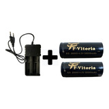 Carregador + 2 Baterias 26650 4.2v 38000mah Lanterna Tática