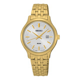 Reloj Seiko Neo Classic Sur792p1 Mujer Color De La Malla Dorado Color Del Bisel Dorado Color Del Fondo Plateado