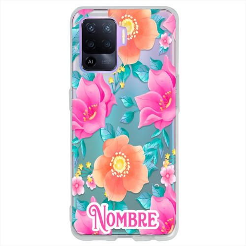 Funda Oppo Flores Rosas Personalizada Con Tu Nombre