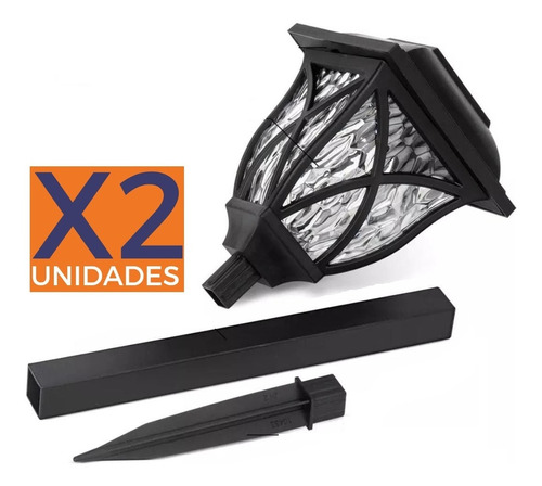 Pack X2 Lamparas Focos Solares Jardin Iluminacion Estaca