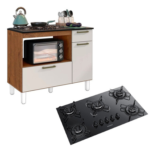 Kit Balcão Cooktop Itatiaia 2 Portas C/fogão Cooktop 5 Bocas