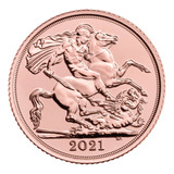 Moneda De Oro 1/2 Sovereign De Gran Bretaña 2021 Ley .9167
