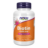 Biotina (biotin) 5000mcg 120 Caps Vegan Now Foods Importado