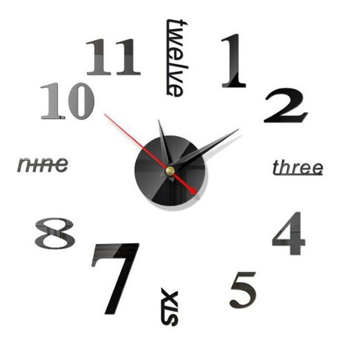 Reloj De Pared 3d Grande 100 Cm Plateado Diseño Moderno