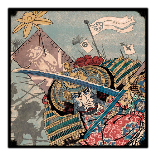 #524 - Cuadro Vintage 30 X 30 Cm Samurái Japón Tattoo Retro