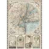 Stamperia Papel De Arroz A4 Sir Vagabond Map New York