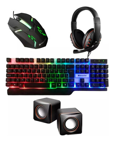 Kit Gamer Teclado Mouse Headset Semi Mecânico P/ Pc Notebook