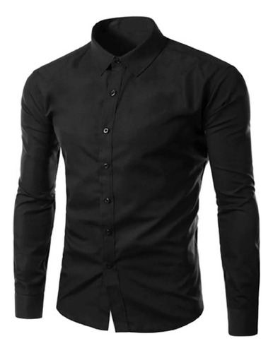 Camisa Social  Masculina Manga Longa Slim Casual Elegante